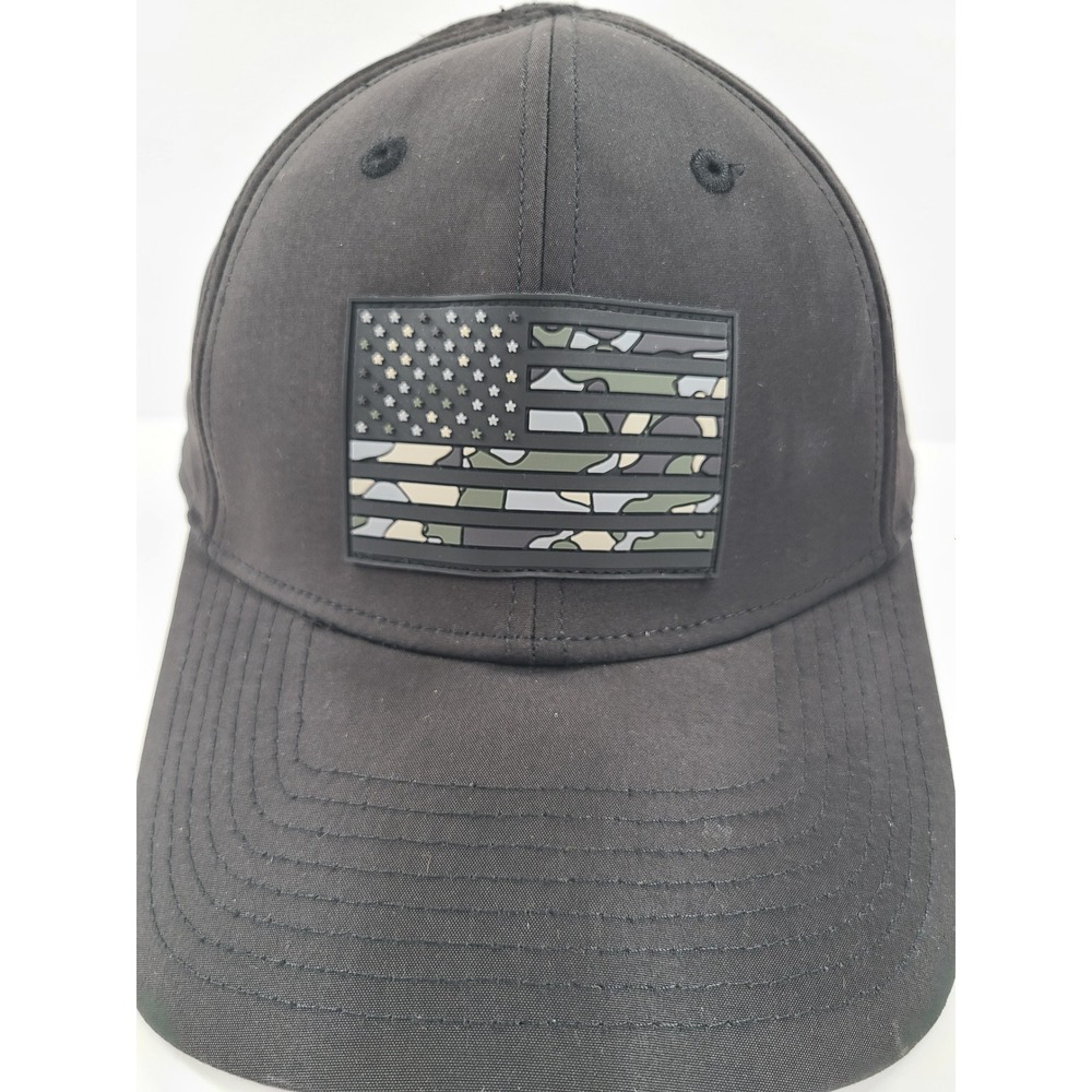 Highland Tactical Mens Black Snapback Hat Camo‎ American Flag Patch OSFM
